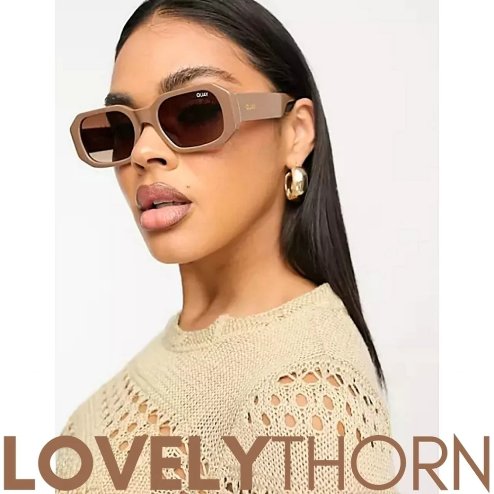 QUAY // ltd ed retro-chic 80's geo-injection oat tan frames brown lenses